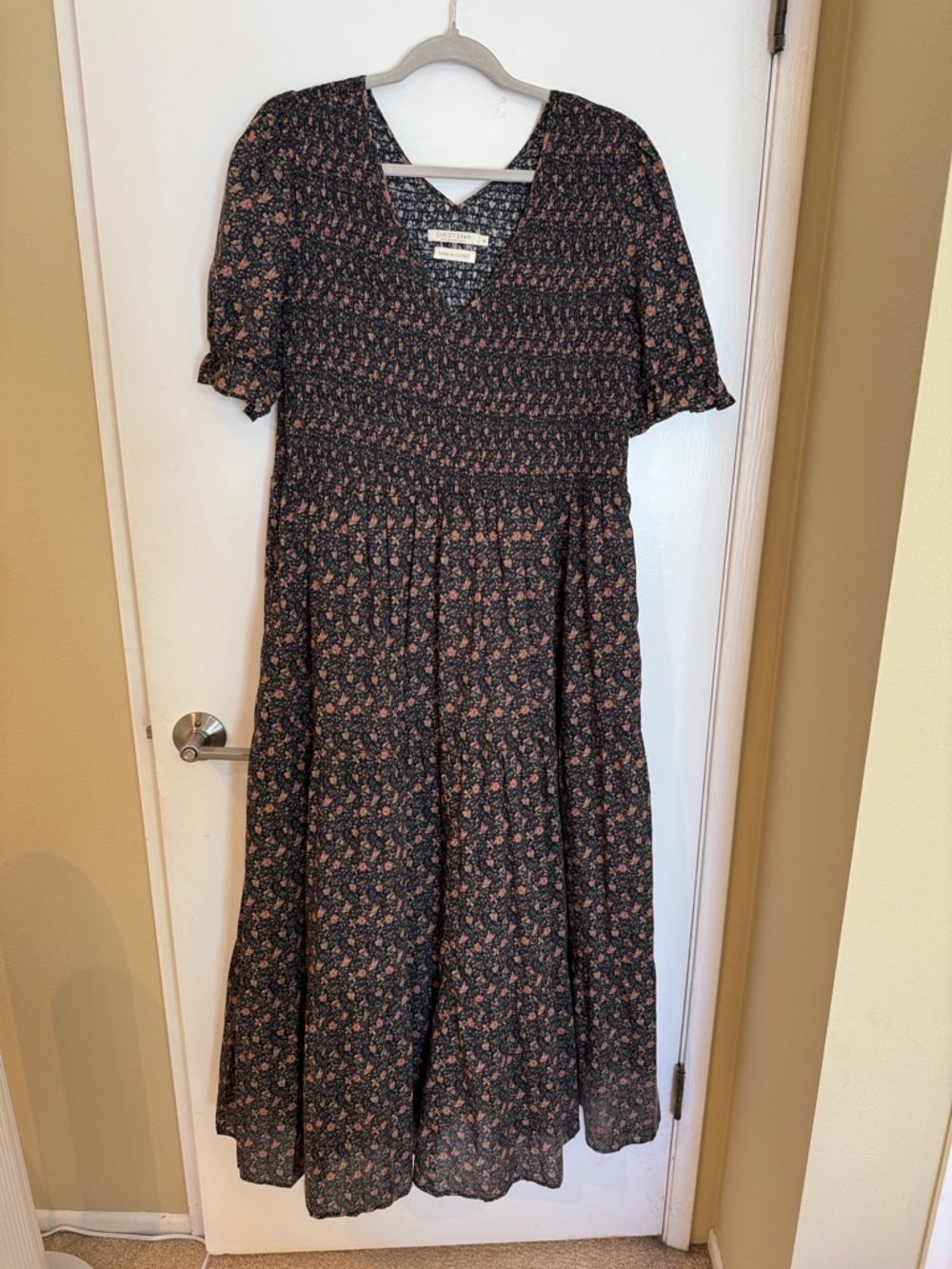 NEW Christy Dawn Black Maxi Dress with Pink Floral Print